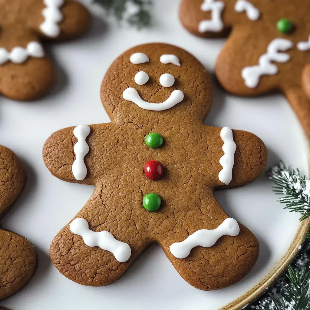 Ein Lebkuchen Mann mit frohem Gesicht und bunter Verzierung.